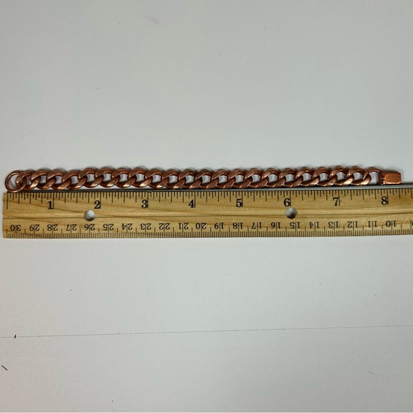Men’s Unisex Large Heavy Copper Cuban Curb Chain Bracelet 8” Long 10mm Wide - Picture 3 of 4